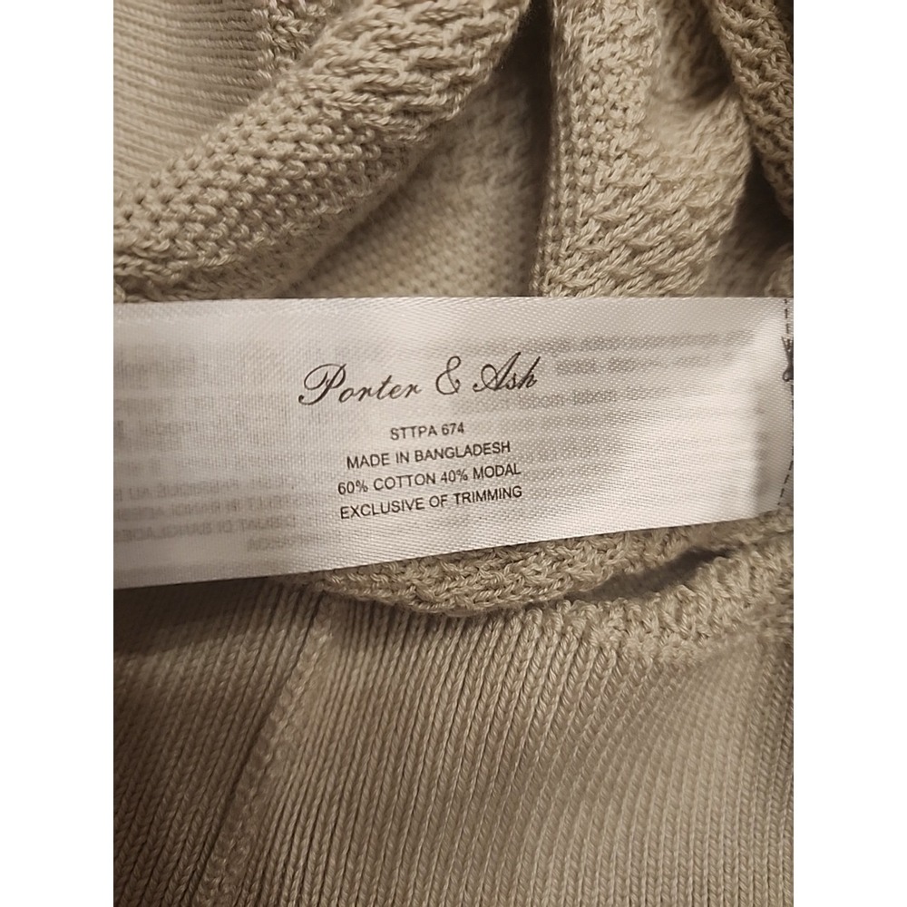NEW PORTER & ASH Shirt Mens MEDIUM Beige TAUPE Pullover Textured Sweater Modal - Picture 9 of 10
